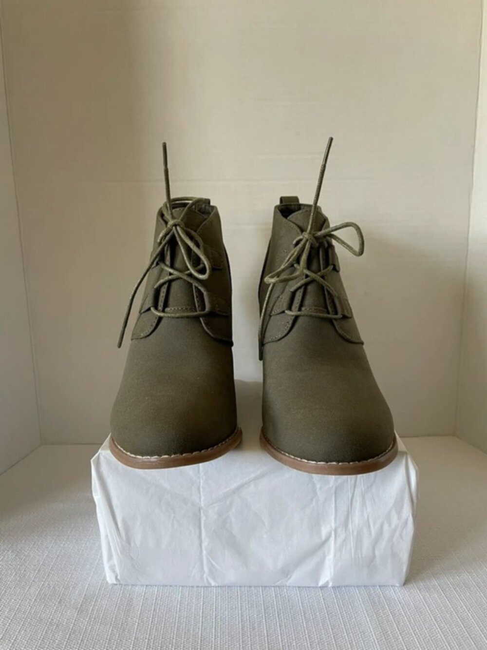 Nautica Olive Green Lace-Up Ankle Booties